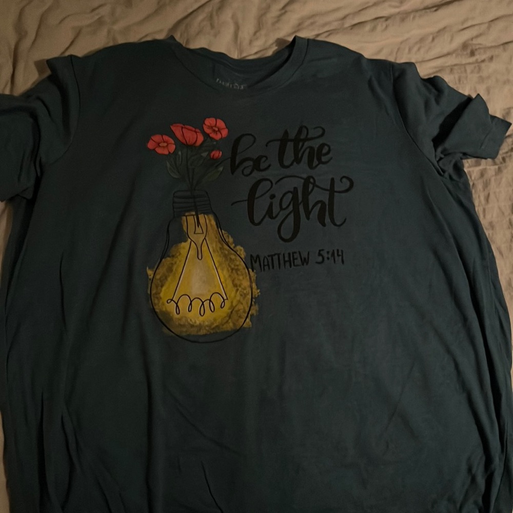 Faith tshirt, blue xl, be the light . Matthew 5:14